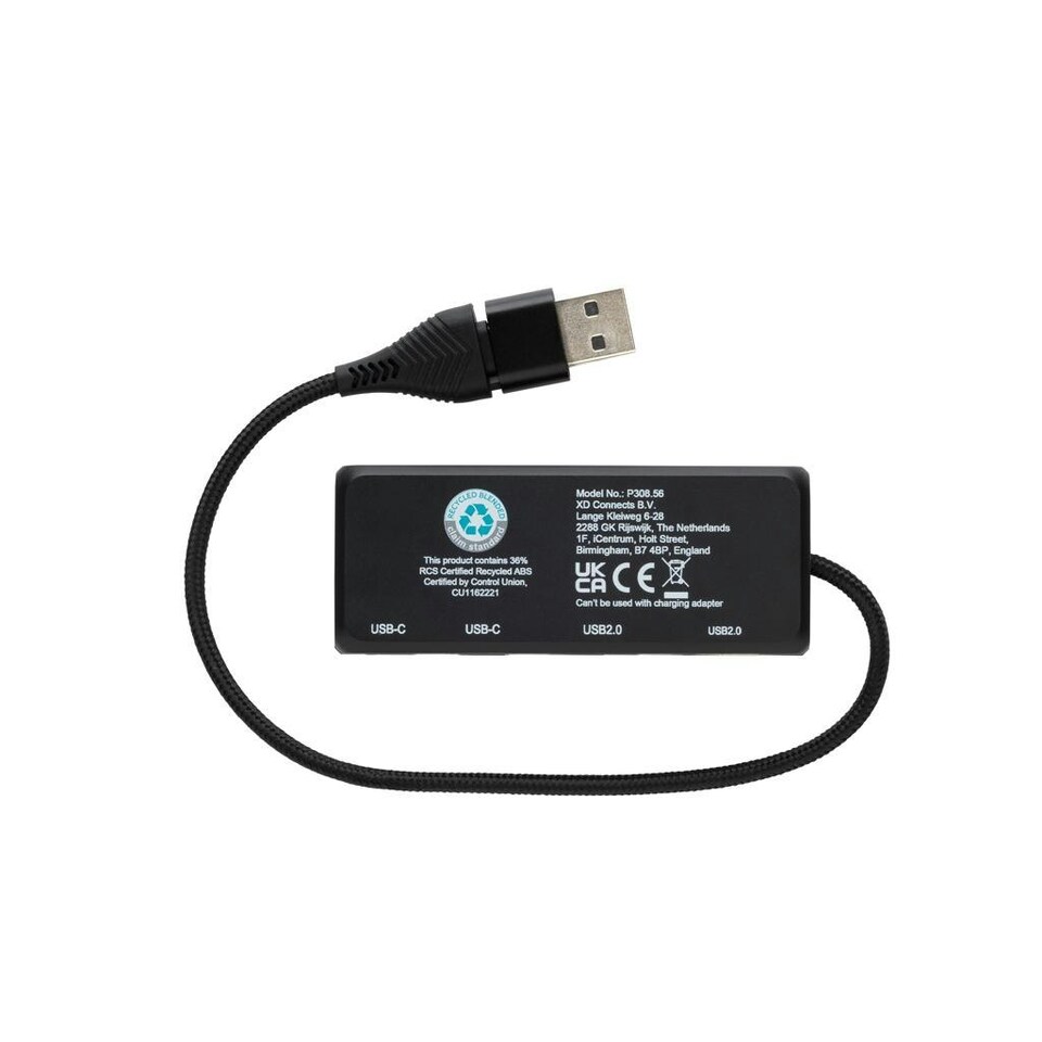 image 1 of XD Collection Link Bamboo USB Hub - Black - One Size