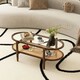 image 4 of COSTWAY 2-Tier Coffee Table Rattan Center Cocktail Tea Table Brown