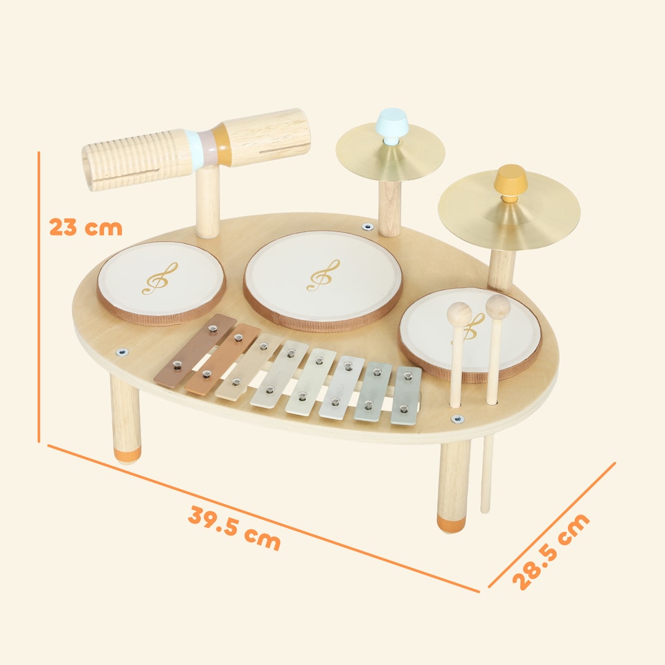 image 1 of AIYAPLAY Baby Drum Kit, Wooden Kids Musical Instruments, Gift for Birthday | Brown | Natural wood