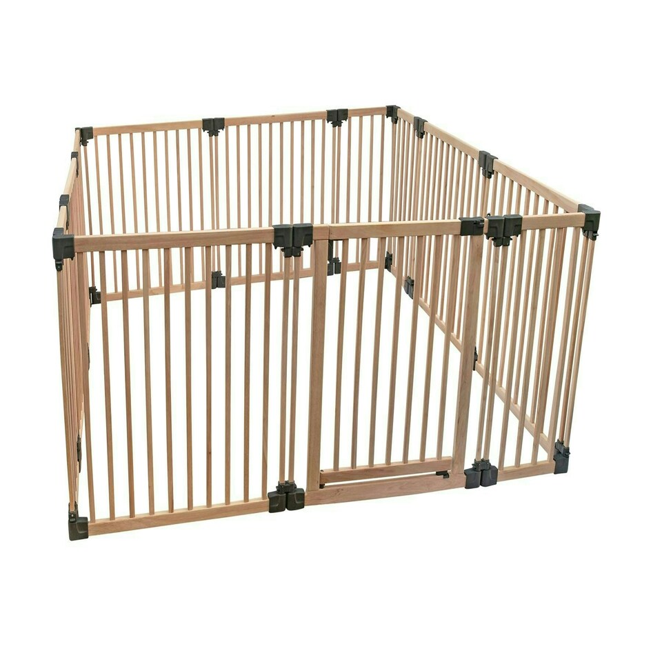 image 1 of Bettacare Wooden Dog Pen, 200cm x 200cm, Natural Wood, 76cm High, Dog Pen for Pets Dogs and Puppy, Dog Playpen Cream