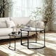 image 8 of Set Of 2 Round Black Nesting Tables With Tempered Glass Top