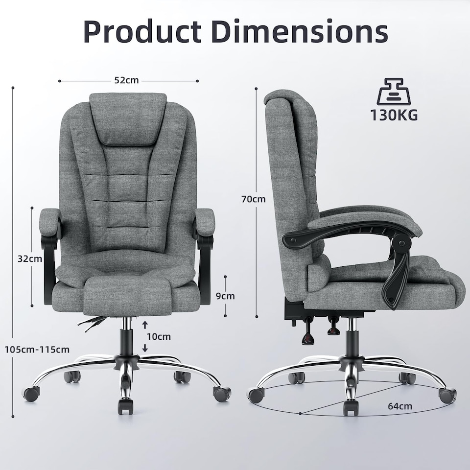 image 1 of Rattantree Adjustable Swivel Office Chair High Back Fabric Executive Chair