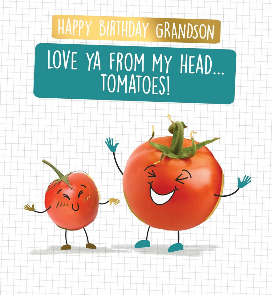 image 1 of Love Ya From My Head Tomatoes! - Funny Grandson Birthday Card