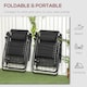 image 4 of Outsunny Garden Recliner Chairs Set of 2, Outdoor Foldable Zero Gravity Chairs Set with Footstool and Detachable Headrest, Black