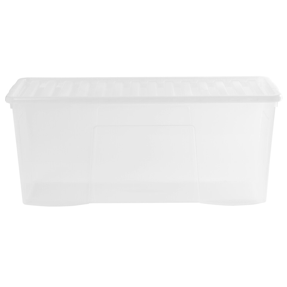 image 1 of Wham Crystal 2 x 133L Stackable Plastic Storage Boxes with Lids Clear Clear