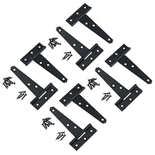 4in / 102mm Heavy Duty T Tee Hinges For Shed + Garden Gates Black Finish 8pc