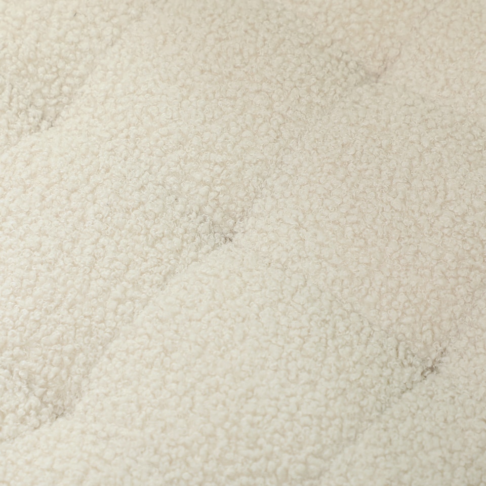 image 1 of HOMCOM 45cm Round Storage Ottoman, Teddy Fleece Footstool with Removable Lid and Wood Legs, Button Tufted Vanity Stool for Living Room Bedroom Hallway, Cream White | Cream