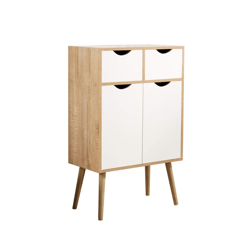 image 1 of Sideboard Storage Cabinet 2 Door 2 Drawer Cupboard Solid Wood Legs