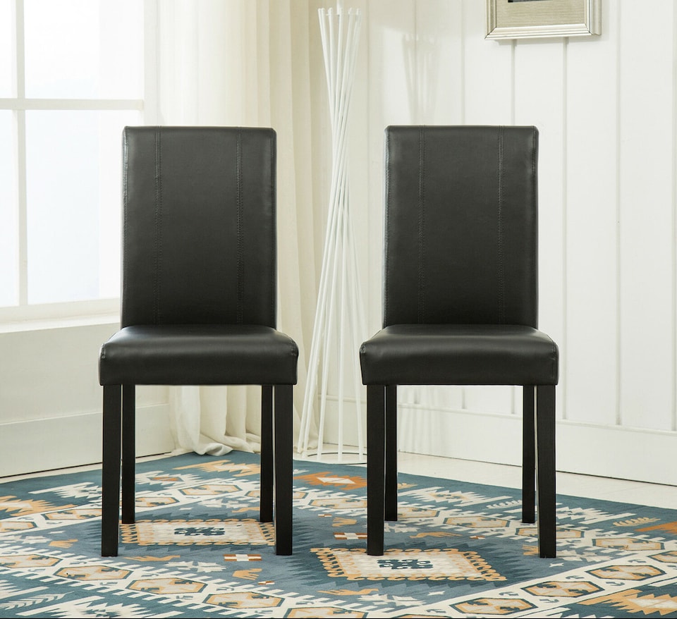 image 1 of Set of 2 Leather Dining Chairs Black by MCC