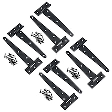 6in / 152mm Heavy Duty T Tee Hinges For Shed + Garden Gates Black Finish 8pc