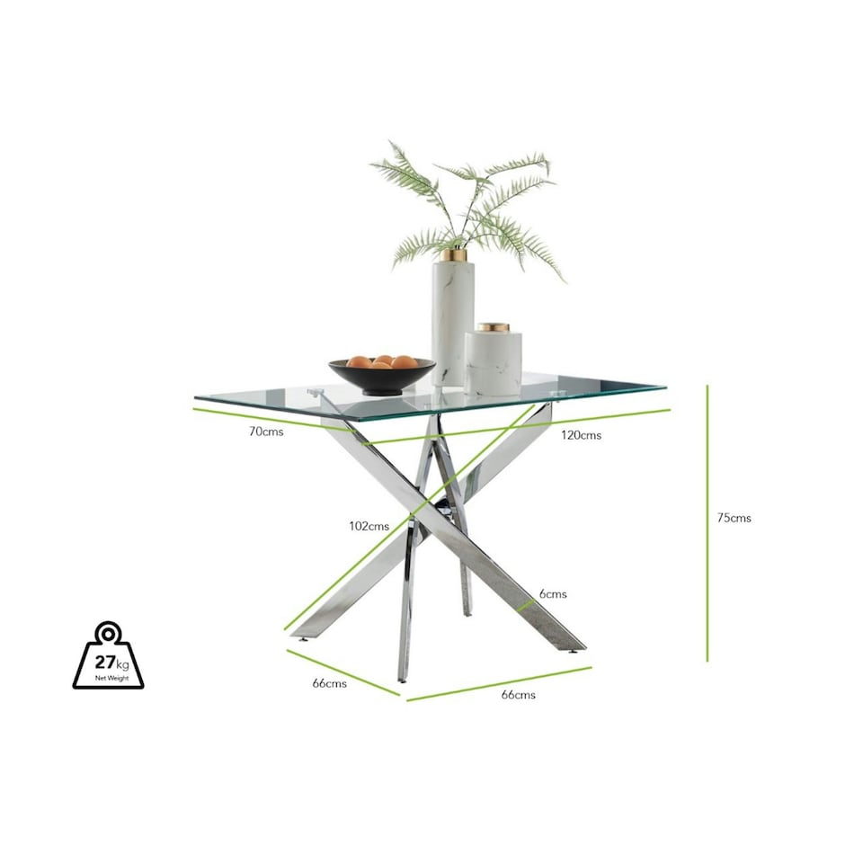 image 1 of Furniturebox Leonardo 4 Glass And Chrome Metal Dining Table
