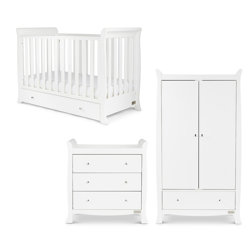 image 1 of Ickle Bubba Snowdon 4 in 1 Mini 3 Piece Furniture Set and Fibre Mattress - White