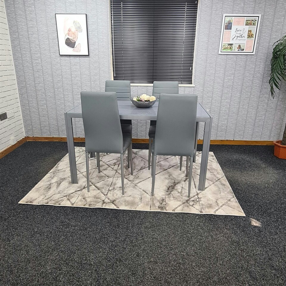 image 1 of kitchen Dining table and 4 grey leather chairs kitchen dining room furniture Grey