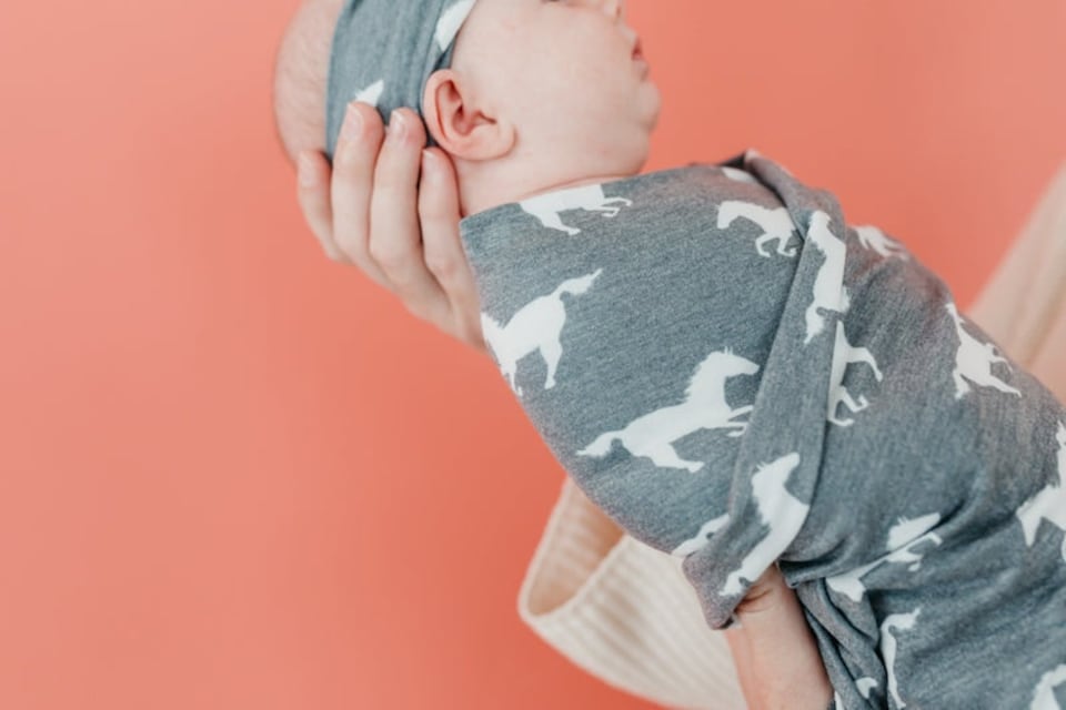 image 1 of Copper Pearl Knitted Swaddle Blanket Colt