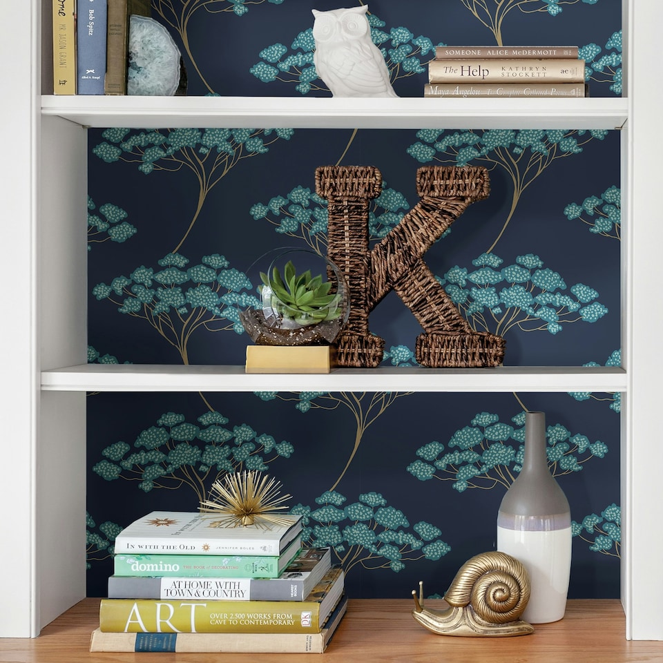 image 1 of NuWallpaper NU3141 Ficus Peel & Stick Wallpaper, Blue Multi
