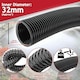 image 2 of SPARES2GO Corrugated Flexible Garden Fish Pond Marine Boat Hose Tube Pipe + 2 Clamp Clips (5m Length x 32mm Diameter) Black