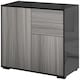 image 1 of HOMCOM High Gloss Frame Sideboard, Side Cabinet, Push-Open Design with 2 Drawer for Living Room, Bedroom, Light Grey and Black