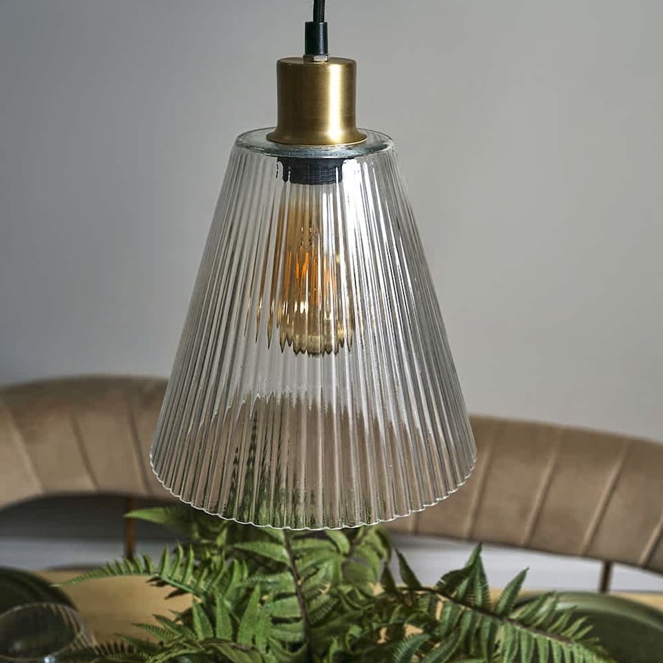 image 1 of ValueLights MacArthur Brushed Gold Pendant Light and Bulb