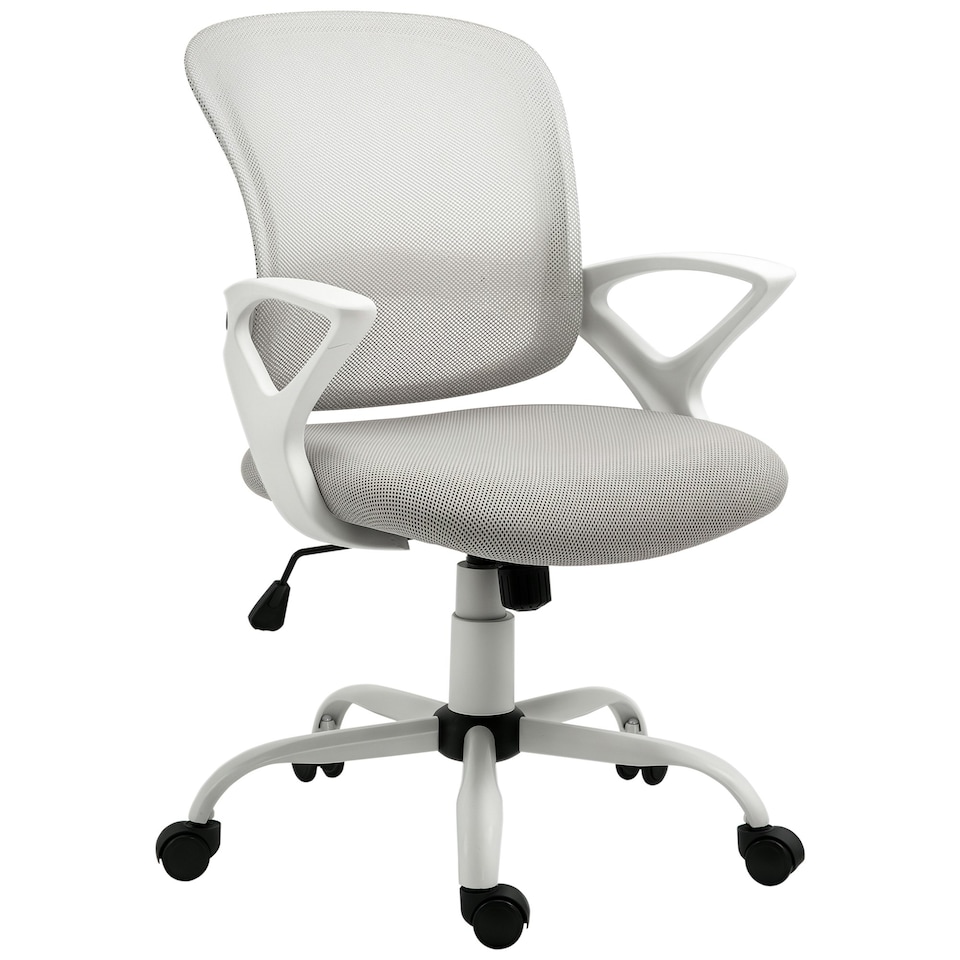 image 1 of Vinsetto Mesh Task Swivel Chair Home Office Desk w/ Lumbar Back Support, Grey