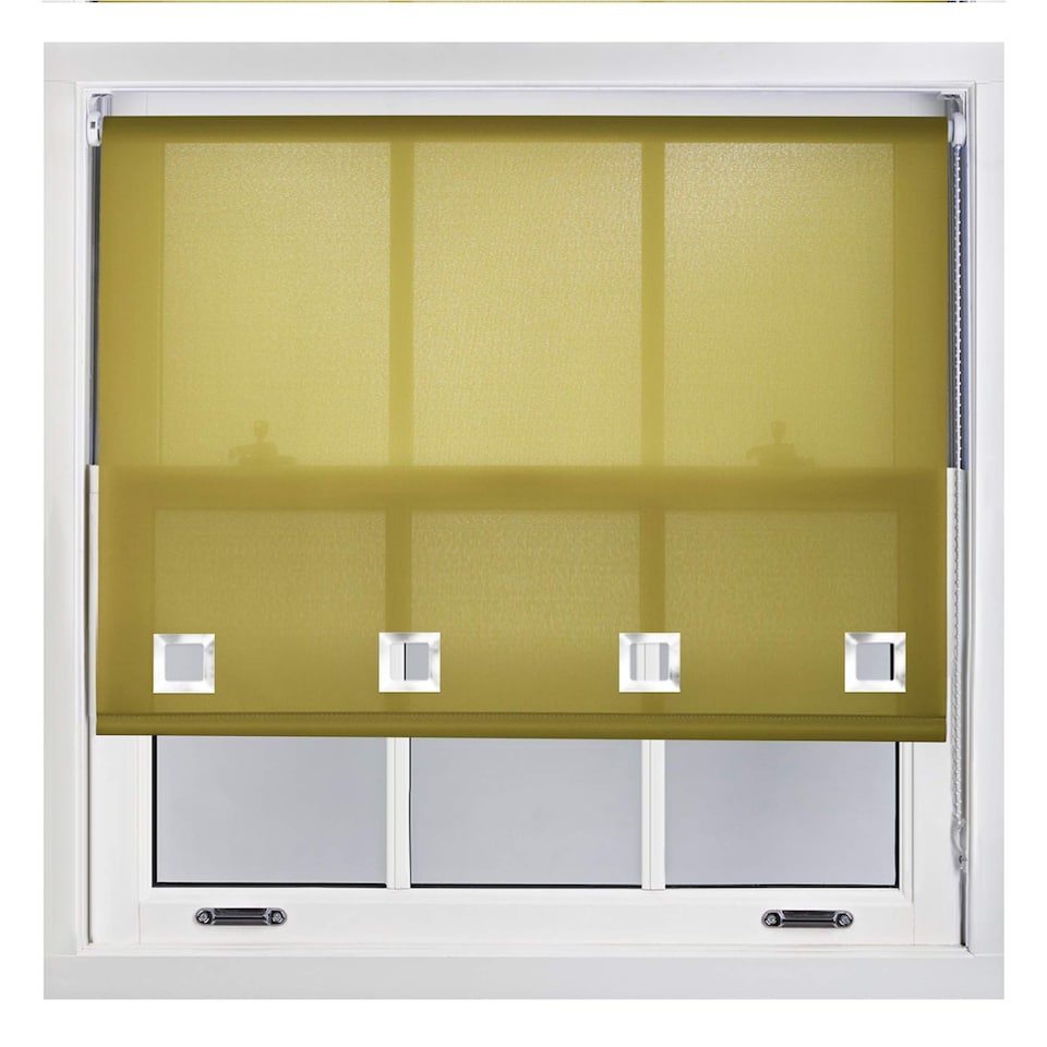 image 1 of FURNISHED Daylight Roller Blinds with Large Eyelets Cut to Size Sheer Fabric | Green | Green | (W) 90cm x (L) 165cm