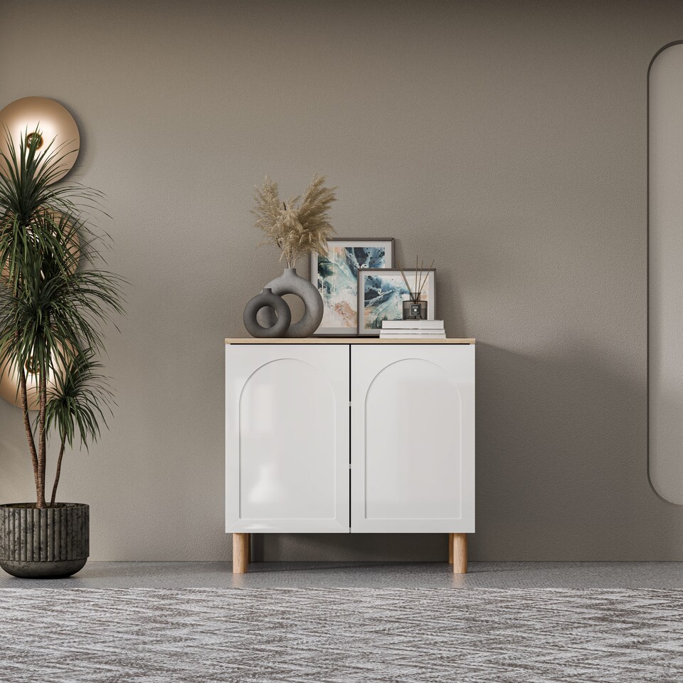 image 1 of Bohem Sideboard 2 Doors W 90 cm x H 85 cm x D 50 cm | White | Oak and White | 1