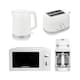 image 1 of Hamilton Beach Ella White Kettle, Toaster, Microwave & Coffee Machine Set