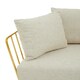 image 4 of Interiors by Premier Two Seat Natural Fabric Sofa, Gold Finish Stainless Steel Frame, Art Deco Style Comfortable and Stylish Sofa Cream