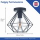 image 4 of Industrial Basket Cage Designed Matt Black Metal Semi Flush Ceiling Light | Black | Black | 1