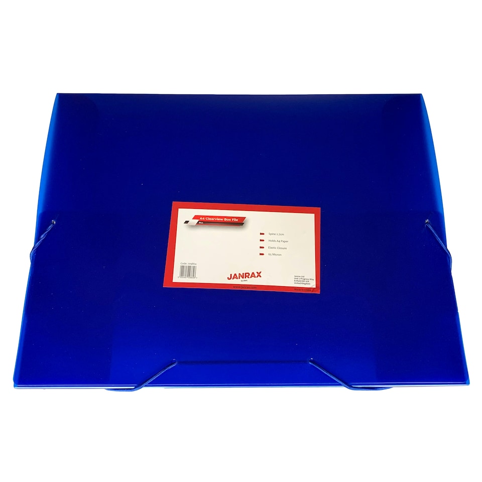 image 1 of A4 Clearview Blue Box File with Elastic Closure