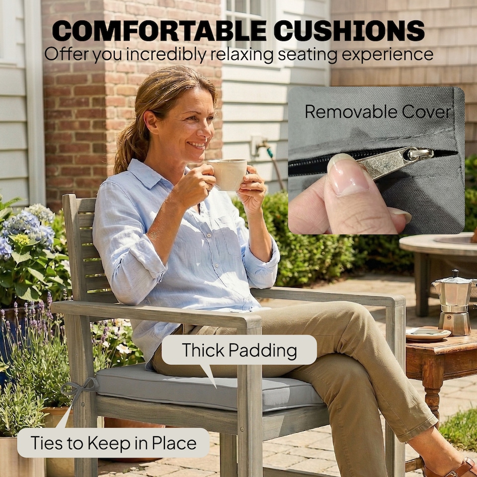 image 1 of Outsunny 4 Seater Wooden Garden Furniture Set with Loveseat, Chairs, Table | Grey | Light Grey | Four Seater