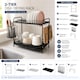 image 6 of Harbour Housewares Metal Kitchen Dish Drainer Rack 2-Tier Cutlery Holder Bowl Plate Drying Rack with Drip Tray