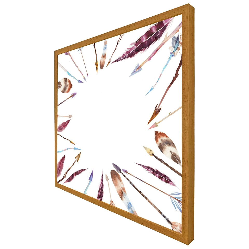 image 1 of Watercolour boho chic with feathers and arrows (Picture Frame) White | L