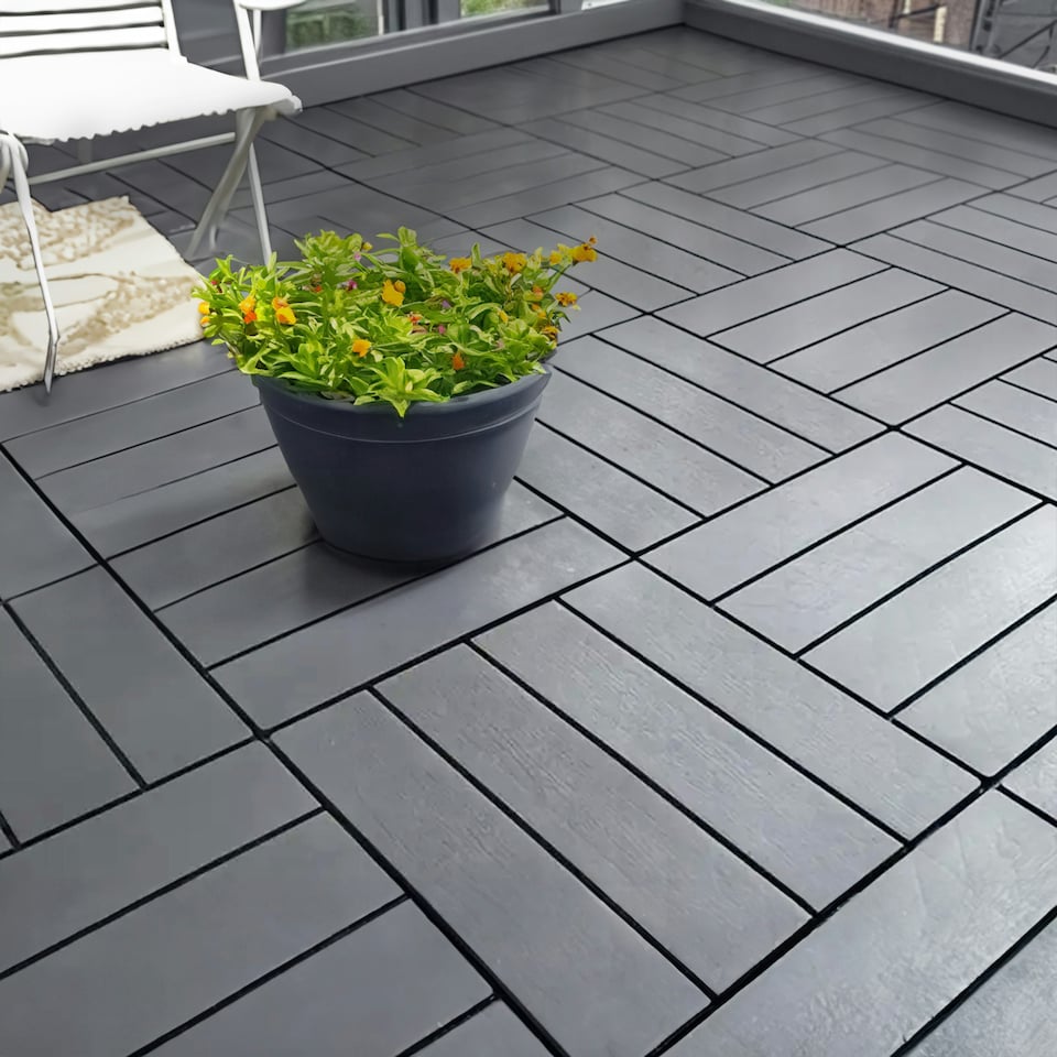 image 1 of Pack of 12 Polydeck PVC Decking Tiles - Grey