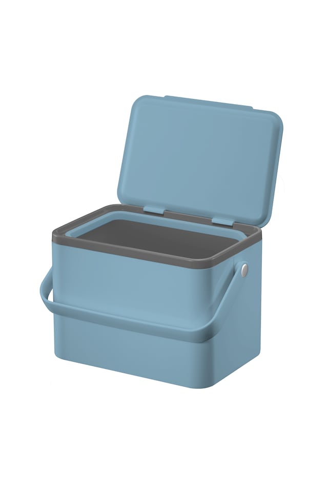 image 1 of EKO Food Waste Compost Bin, Kitchen Countertop Food Waste Caddy, Titanium Blue, 4 Litre