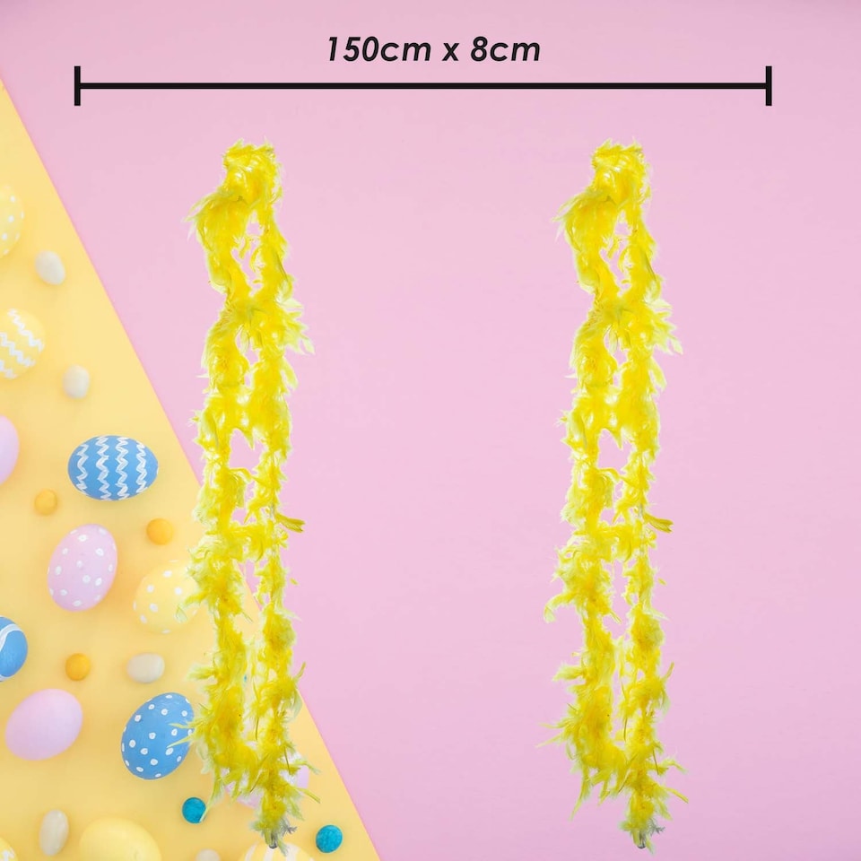 image 1 of PMS Easter Feather Boa Fancy Dress 150cm x 8cm Yellow - Pack of 2