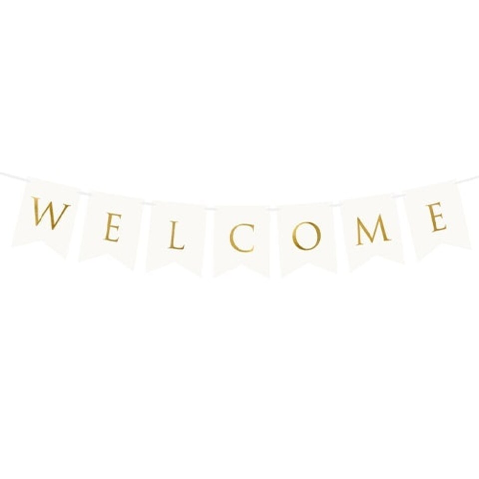 White & Gold Welcome Cardboard Letter Banner 250cm