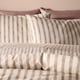 image 3 of OHS Watercolour Stripe Embossed Bedding Set Duvet Cover with Pillowcase | Brown | Stone | Super King