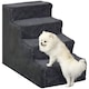 image 1 of PawHut Four-Step Portable Dog Stairs with Washable Plush Cover, Dark Grey