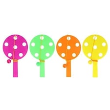 Assorted Neon Colour Paddle Bat and Ball Games 14cm - Pack of 6
