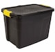 image 1 of 60L Heavy Duty Storage Tub Sturdy, Lockable, Stackable and Nestable Design Storage Chest with Clips in Black