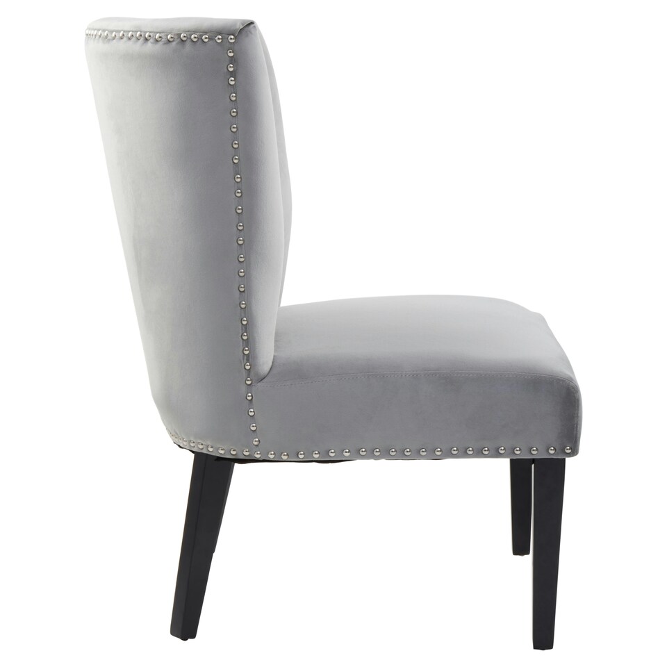 image 1 of Interiors by Premiers Velvet Dining Chair, Dining Room Accent Chair, Velvet Upholstered Wing Chair with Wooden Legs