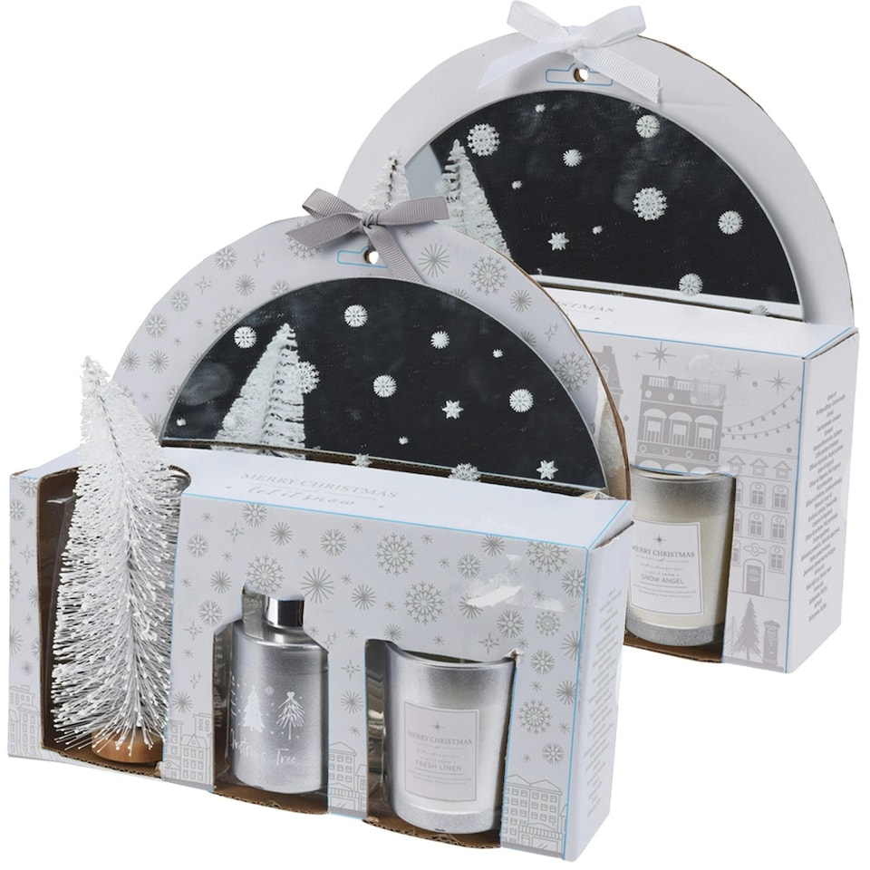 image 1 of Festive Reed Diffuser Scented Candle Christmas Tree Display Tray Fragrance Gift