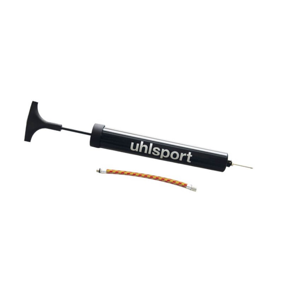 Uhlsport Metal Ball Pump - Small Manual Pump with Flexi Hose and Needle | Black | Black | Small