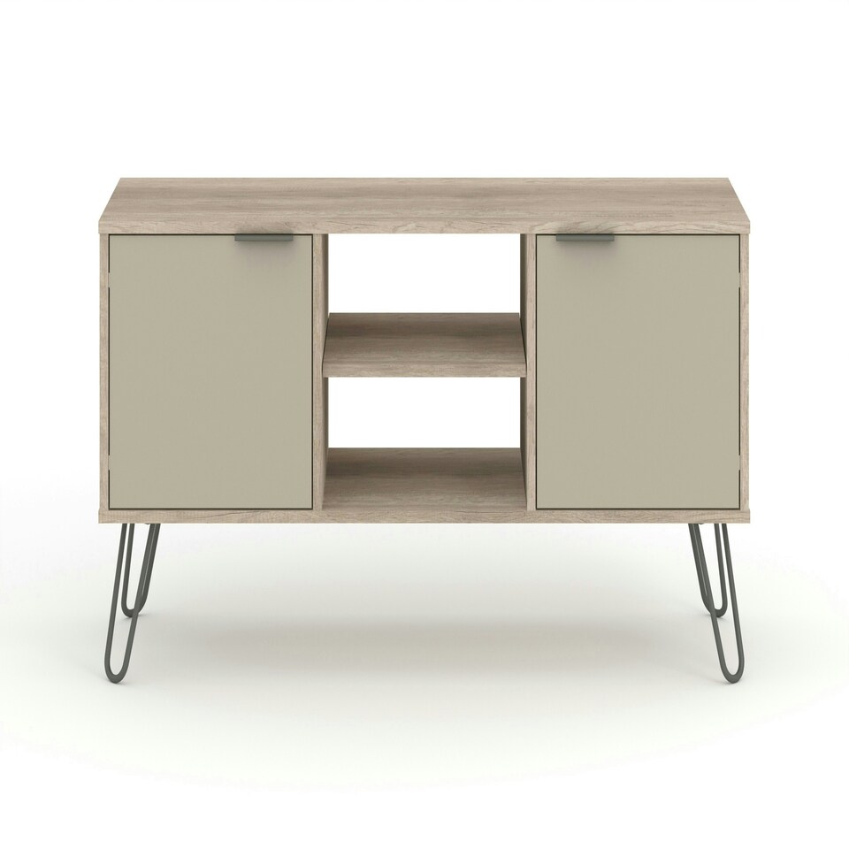 image 1 of Core Products Augusta Driftwood 2 Door Wide Screen TV Unit H57.0cm x W114.5cm x D39.5cm Cream