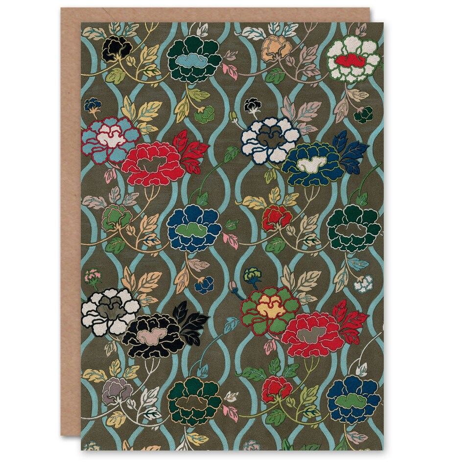 image 1 of G A Audsley Art Card Vintage Japanese Floral Pattern