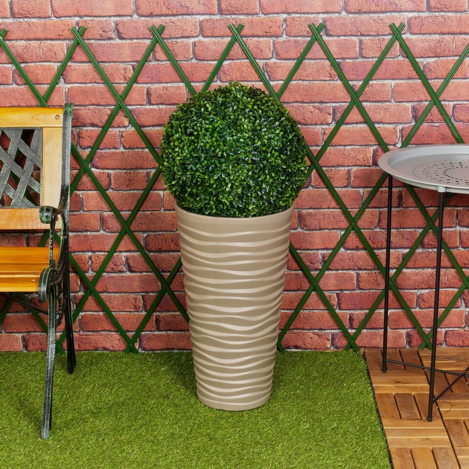 image 1 of Slim Plastic Round Flower Pot with Inserts - 52x29.6x29.6cm | Brown | Light Brown & Set of 1 | 1