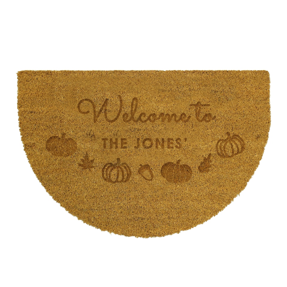 image 1 of Personalised Pumpkin Half Moon Doormat
