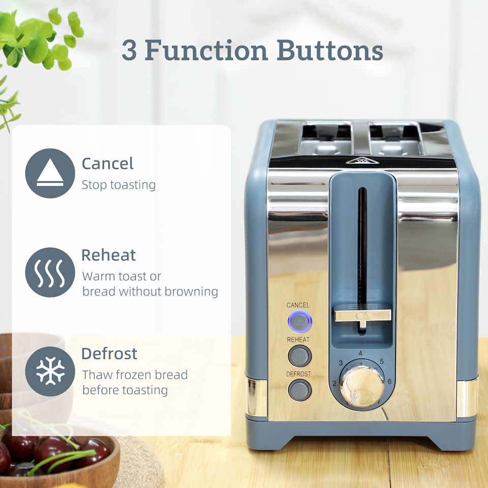 image 1 of HOMCOM Kettle and Toaster Set, 1.7L 3000W Rapid Boil Jug Kettle with Otter Thermostat, Limescale Filter, 2 Slice Toaster with 7 Browning Controls, Crumb Tray, Blue | Blue