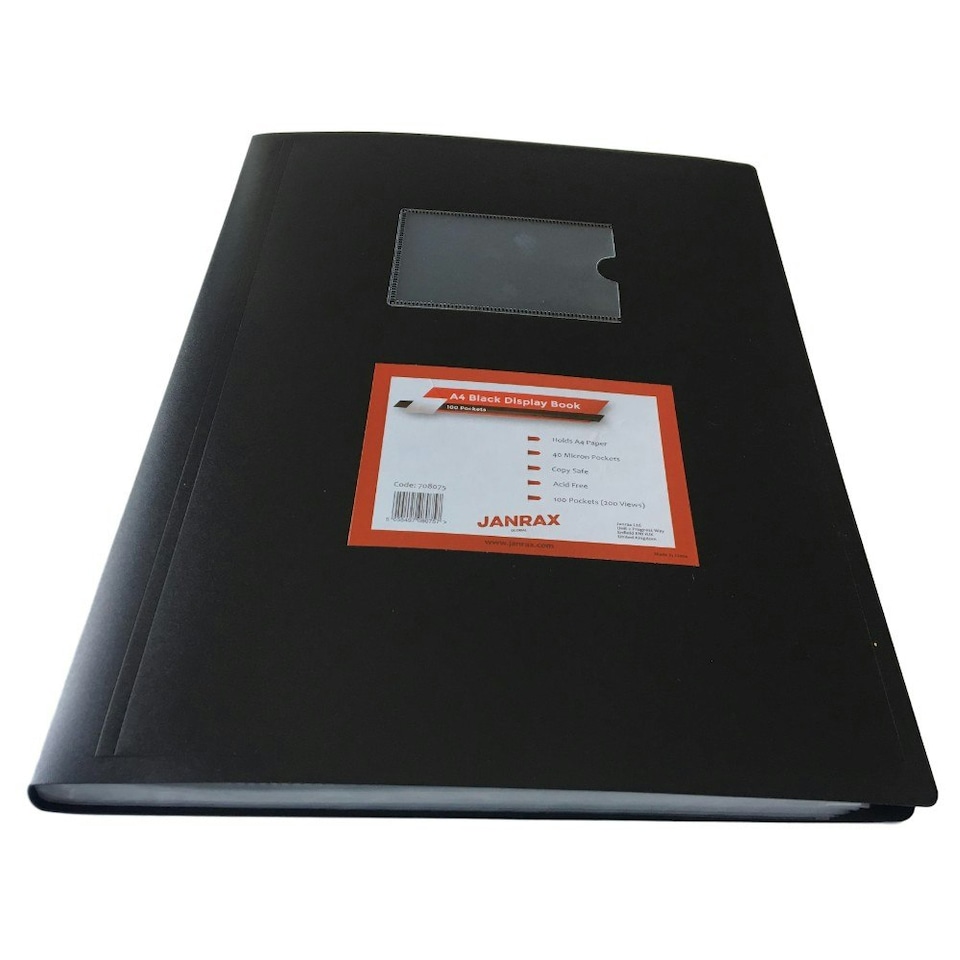 image 1 of A4 Black Flexible Cover 100 Pocket Display Book