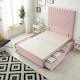 image 1 of Sunburst Divan Bed with 4 Drawers & 54'' Floor Standing Headboard Plush Velvet | Pink | Pink